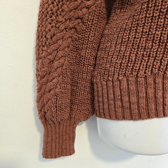 American Eagle - Rust V-Neck Hand Knit Oversized Sweater Cotton - Picture 6 of 15